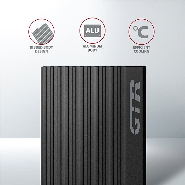 Externes Festplattengehäuse AXAGON EEM2-GTR, M.2 NVMe THIN RIB box, SuperSpeed USB-C 10 Gbps, black Merkmale/Technologie 2