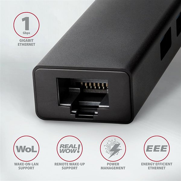 USB hub AXAGON HMC-GL3A SuperSpeed USB-C > 3-port Hub & RJ-45 GLAN, metal Vlastnosti/technológia