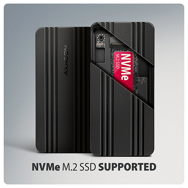 Külső merevlemez ház AXAGON EEM2-40G, M.2 NVMe SSD Enclosure, USB-C 40Gbps, ARMORED Aluminum ...