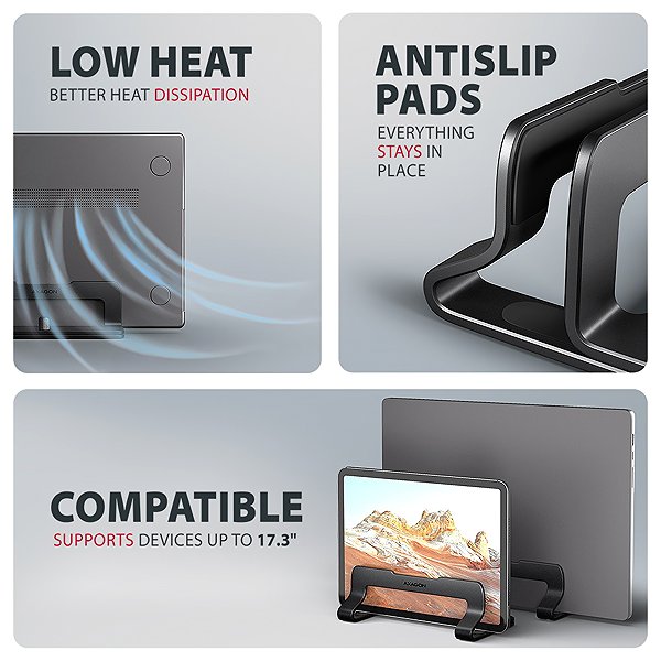 Laptop-Ständer AXAGON STND-VB vertikaler Aluminium-Laptop-Ständer 10