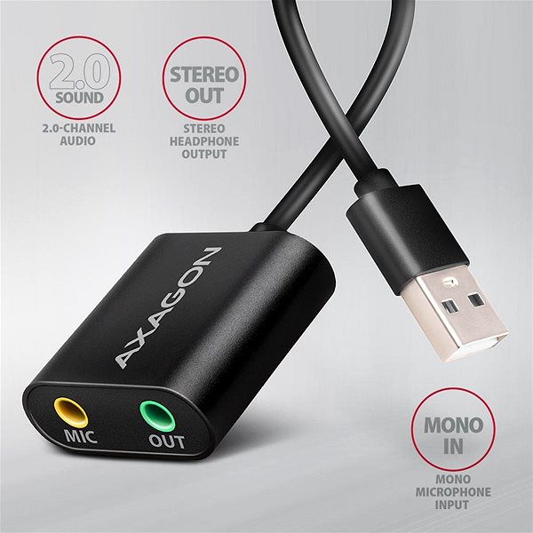 Externá zvuková karta AXAGON ADA-12, USB-A external Sound Card, metal Vlastnosti/technológia