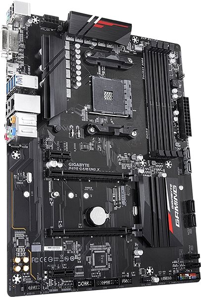 Motherboard GIGABYTE B450 GAMING X Lateral view