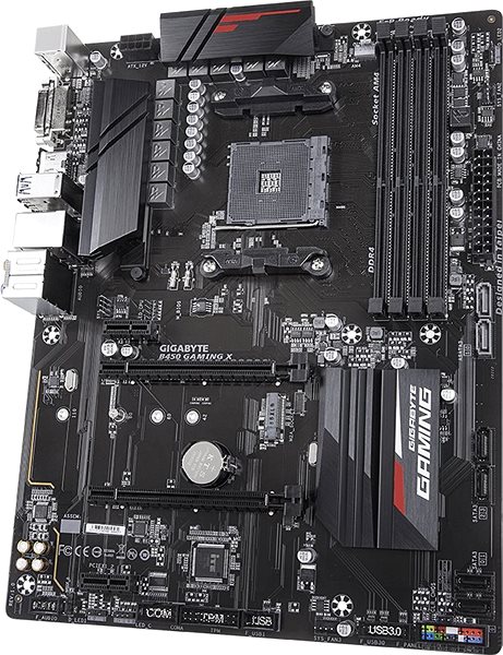 Motherboard GIGABYTE B450 GAMING X Lateral view