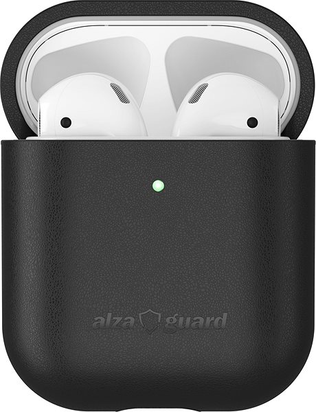 Headphone Case AlzaGuard Genuine Leather Case for AirPods 1st and 2nd generation black ...