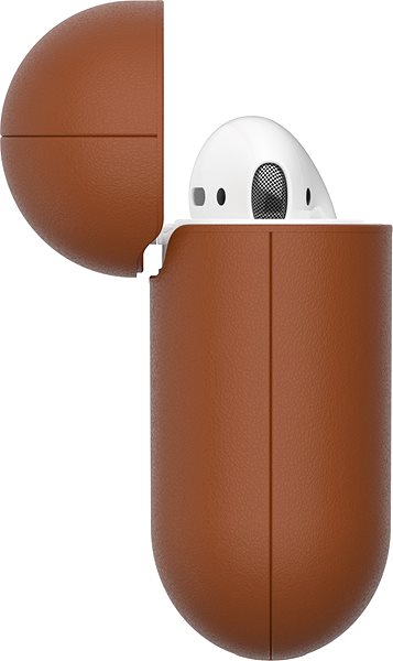 Headphone Case AlzaGuard Genuine Leather Case for AirPods 1st and 2nd generation saddle brown ...