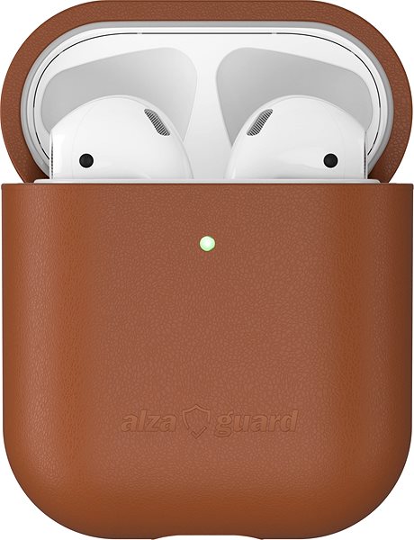 Headphone Case AlzaGuard Genuine Leather Case for AirPods 1st and 2nd generation saddle brown ...
