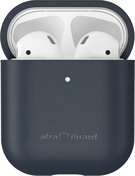 Headphone Case AlzaGuard Genuine Leather Case for AirPods 1st and 2nd generation - blue ...