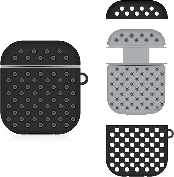 Headphone Case AlzaGuard Silicon Polkadot Case for Airpods 1st and 2nd Gen Black & Grey Features/technology