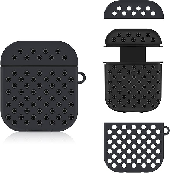 Kopfhörer-Hülle AlzaGuard Silicon Polkadot Case für Airpods 1. und 2. Generation - schwarz/weiß Mermale/Technologie