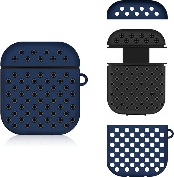 Headphone Case AlzaGuard Silicon Polkadot Case for Airpods 1st and 2nd Gen Blue & Black Features/technology