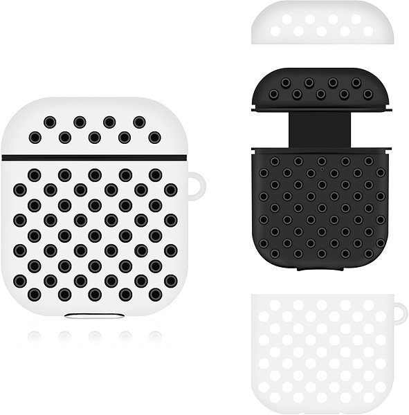 Kopfhörer-Hülle AlzaGuard Silicon Polkadot Case für Airpods 1. und 2. Generation - weiß/schwarz Mermale/Technologie