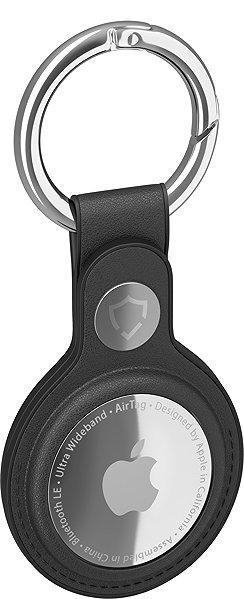 AirTag Key Ring AlzaGuard Genuine Leather Keychain for Airtag black ...