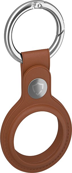 AirTag Key Ring AlzaGuard Genuine Leather Keychain for Airtag saddle brown ...