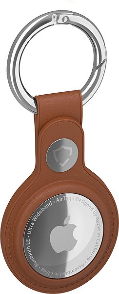 AirTag Key Ring AlzaGuard Genuine Leather Keychain for Airtag saddle brown ...