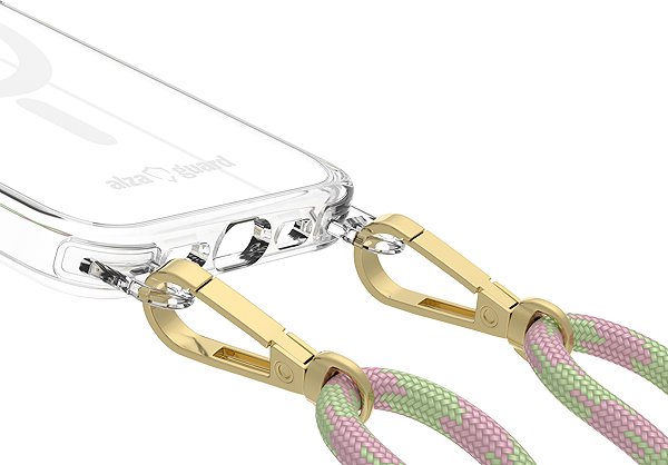 Handyhülle AlzaGuard Luxe Detach Lanyard Case Compatible with MagSafe für das iPhone 16e rosa-gelb ...