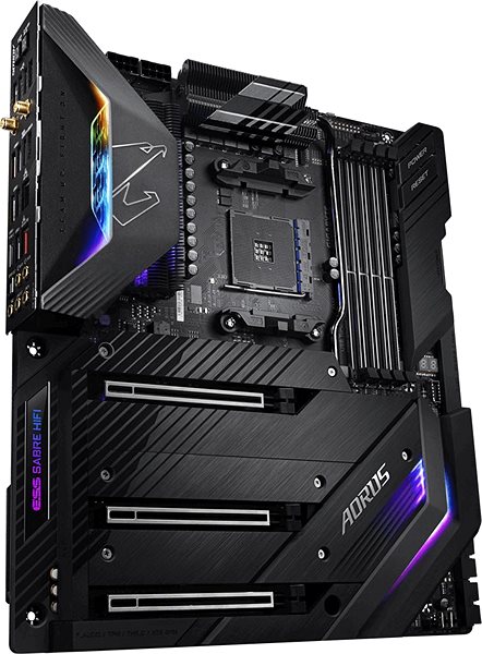 Motherboard GIGABYTE X570 AORUS EXTREME Lateral view