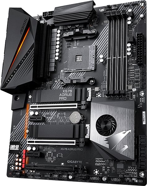 Motherboard GIGABYTE X570 AORUS PRO Lateral view