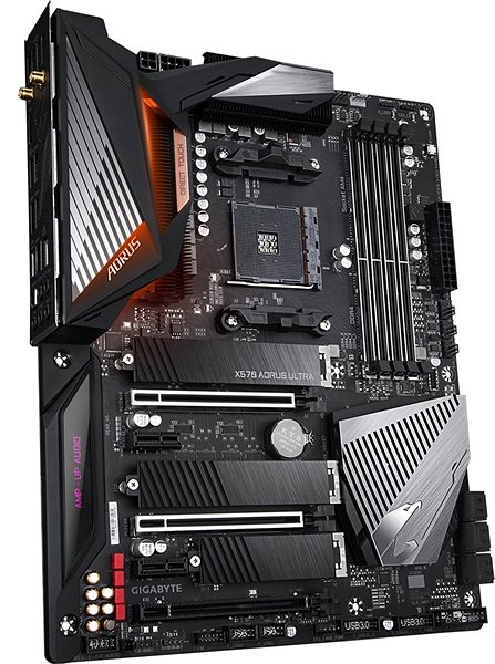Motherboard GIGABYTE X570 AORUS ULTRA Lateral view