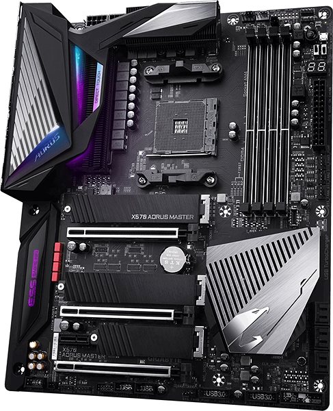 Motherboard GIGABYTE X570 AORUS MASTER Lateral view