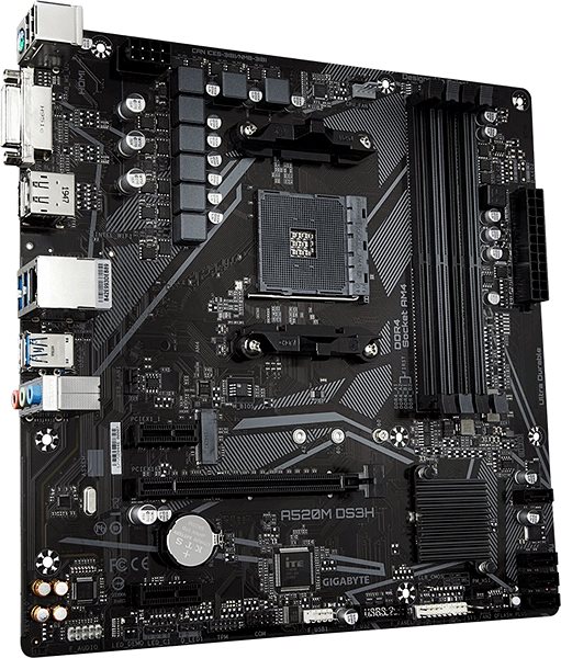 Motherboard GIGABYTE A520M DS3H Lateral view