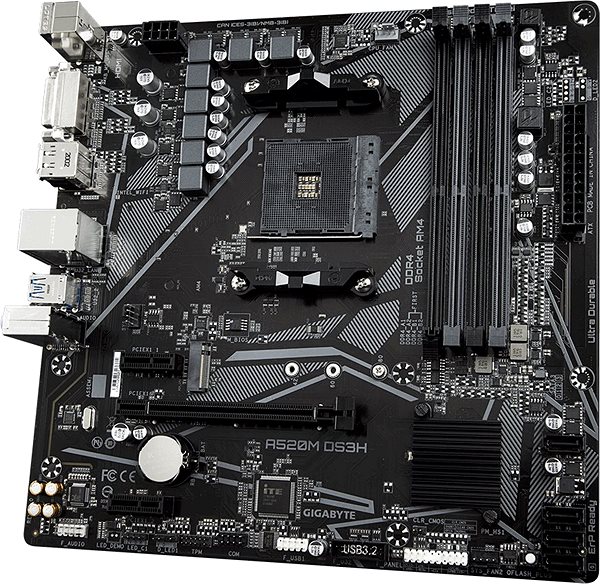 Motherboard GIGABYTE A520M DS3H Lateral view