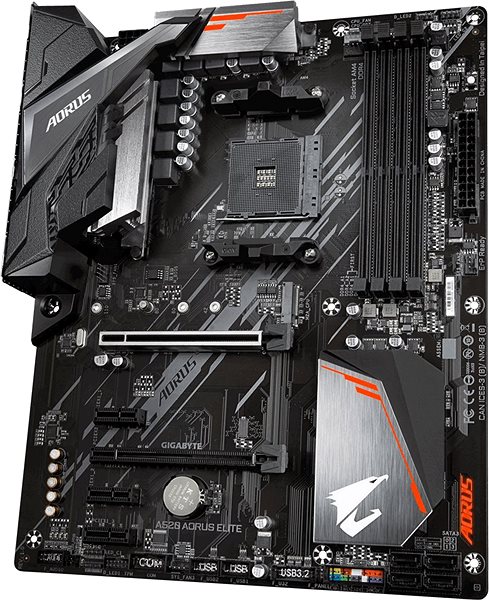 Motherboard GIGABYTE A520 AORUS ELITE Lateral view