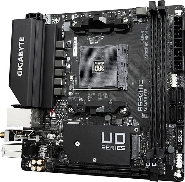 Motherboard GIGABYTE A520I AC Lateral view
