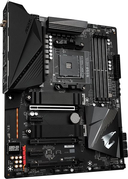 Motherboard GIGABYTE B550 AORUS PRO AX Lateral view