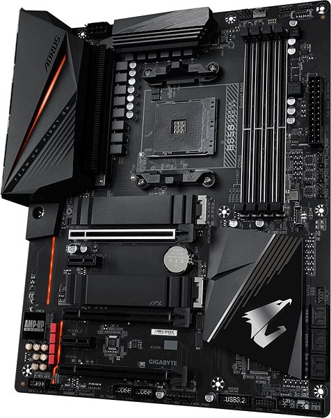 Motherboard GIGABYTE B550 AORUS PRO AX Lateral view