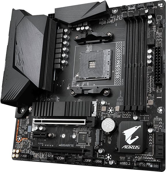Motherboard GIGABYTE B550M AORUS PRO-P Lateral view