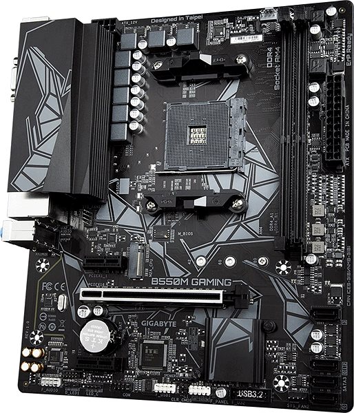 Motherboard GIGABYTE B550M GAMING Lateral view