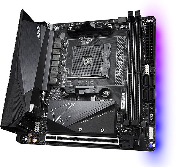 Motherboard GIGABYTE B550I AORUS PRO AX Lateral view