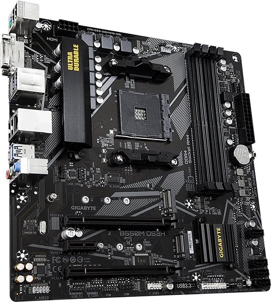 Motherboard GIGABYTE B550M DS3H Lateral view