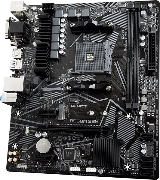 Motherboard GIGABYTE B550M S2H Lateral view