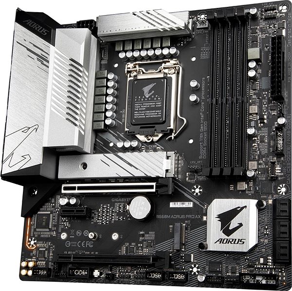 Motherboard GIGABYTE B560M AORUS PRO AX Lateral view