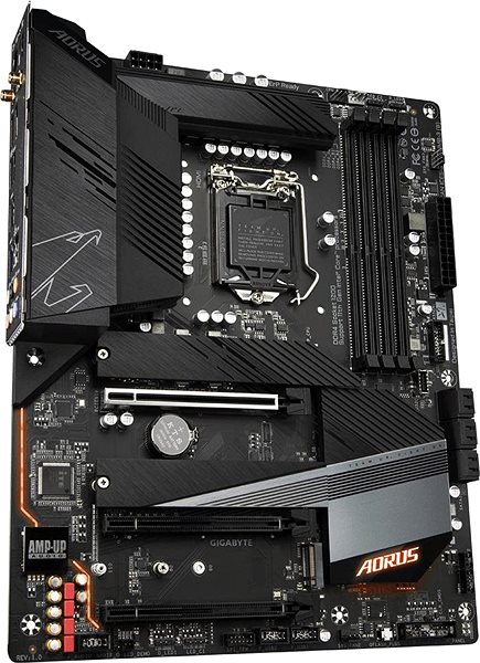 Motherboard GIGABYTE B560 AORUS PRO AX Lateral view