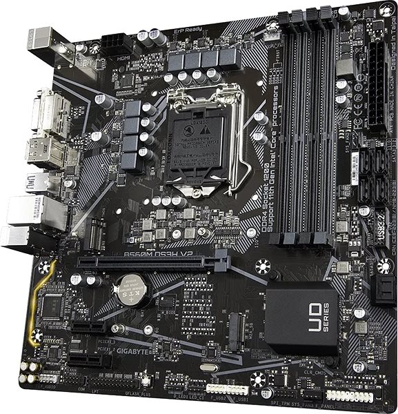 Motherboard GIGABYTE B560M DS3H V2 Lateral view