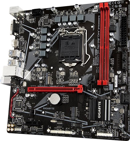 Motherboard GIGABYTE B560M GAMING HD Seitlicher Anblick