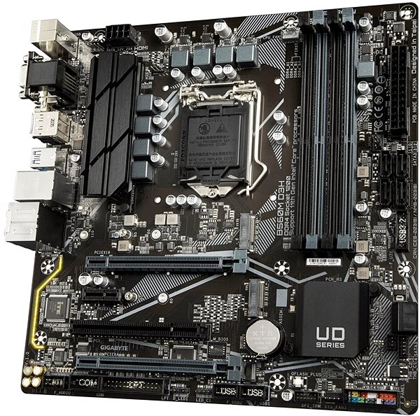 Motherboard GIGABYTE B560M D3H Lateral view