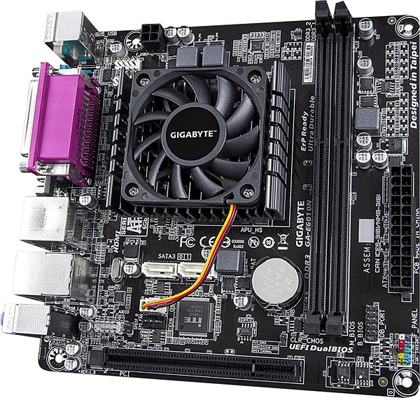 Motherboard GIGABYTE GA-E6010N Lateral view