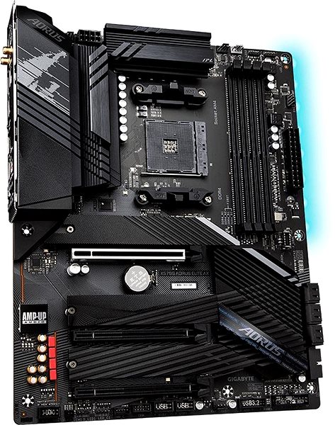 Motherboard GIGABYTE X570S AORUS ELITE AX Lateral view