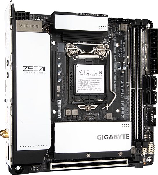 Motherboard GIGABYTE Z590I VISION D Lateral view