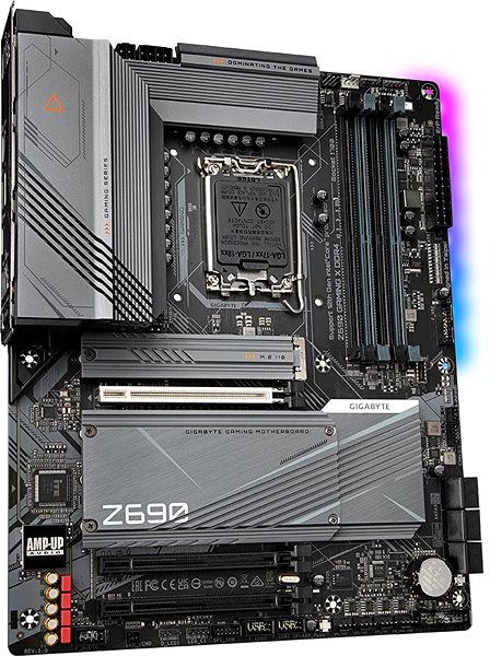 Motherboard GIGABYTE Z690 GAMING X DDR4 Mainboard Seitlicher Anblick