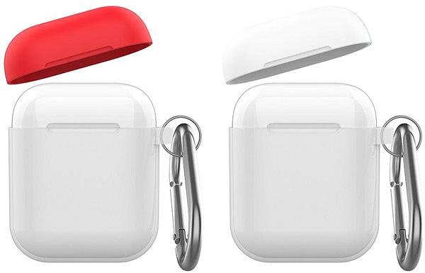 Headphone Case AhaStyle Case Airpods 1 & 2 with Clip White/Red Features/technology