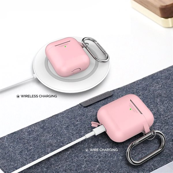 Headphone Case AhaStyle Cover AirPods 1 & 2 with LED Indicator, Pink Features/technology