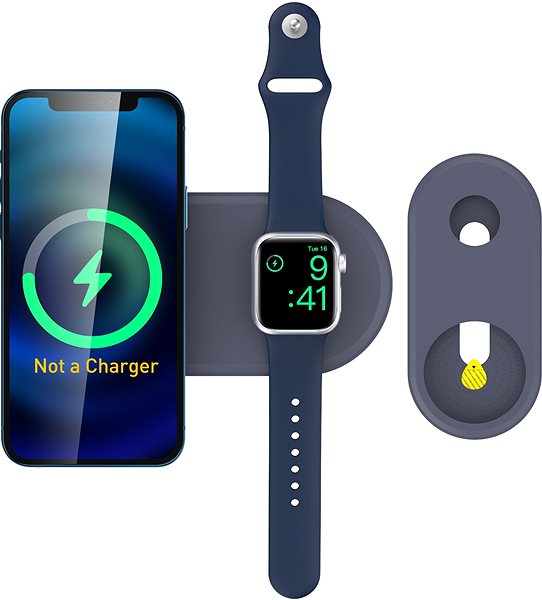 Handyhalterung AhaStyle Silikonständer für iPhone 12 / 13 / 14 und Apple Watch - blau Screen