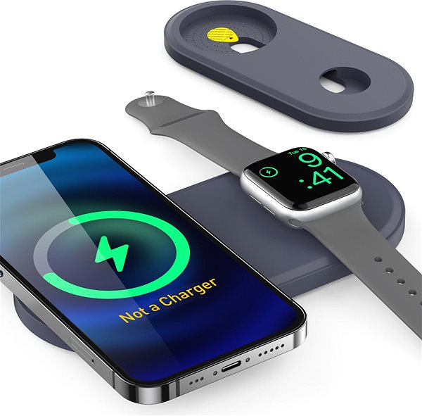 Handyhalterung AhaStyle Silikonständer für iPhone 12 / 13 / 14 und Apple Watch - blau Lifestyle