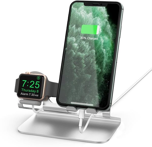 Phone Holder AhaStyle Stand for Mobile Phones and Watches 2-in-1, Silver Lifestyle