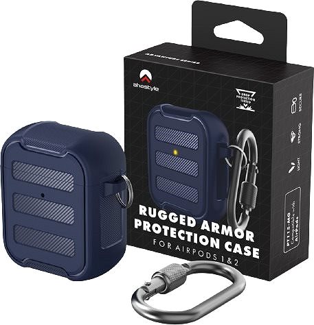Puzdro na slúchadlá AhaStyle Premium TPU Rugged Airpods 1&2 Case Blue Obsah balenia