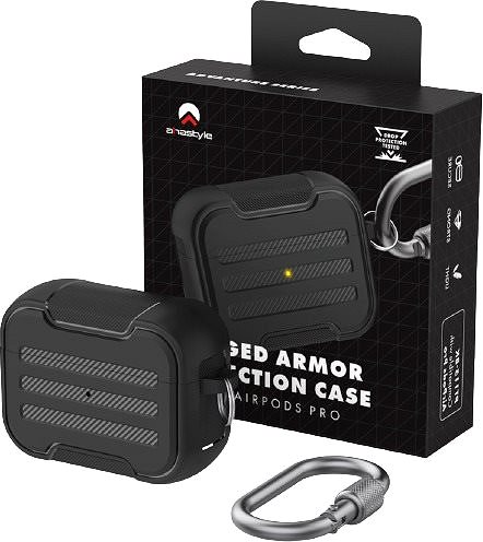 Fülhallgató tok AhaStyle Premium TPU rugged Airpods Pro case black Csomag tartalma